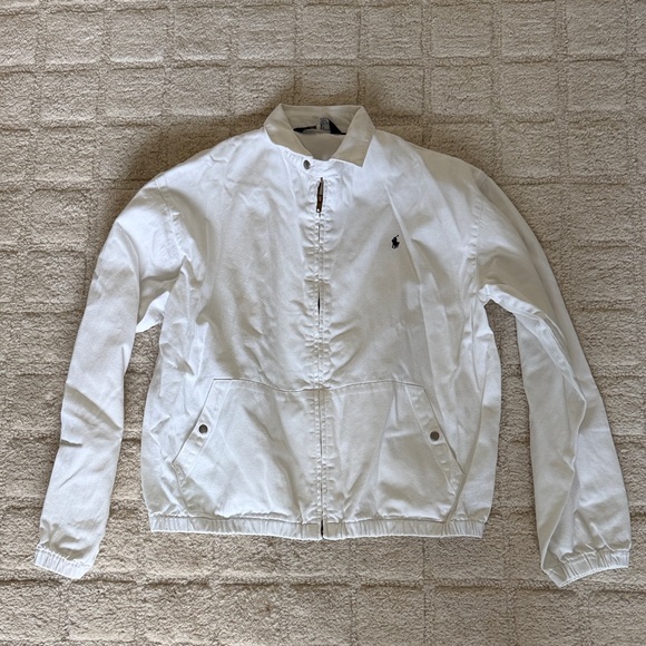 POLO Ralph Lauren White Cotton Twill Harrington Jacket Vintage - Picture 3 of 11